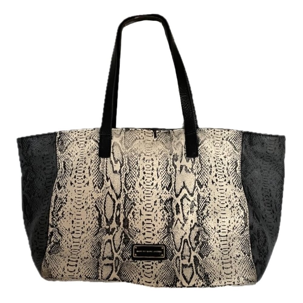 Marc Jacobs Leather Shoulder Bag Python Print Tot… - image 1